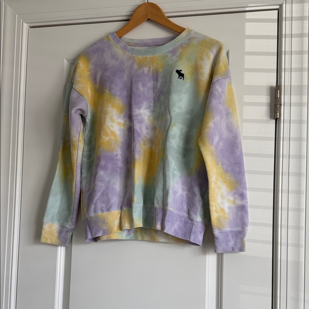 Kid’s Size 15-16 Tie-Dye Crewneck Sweatshirt - Pastel Lavender, Yellow & Mint